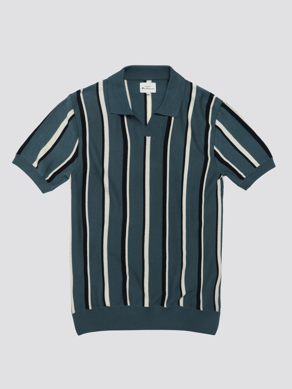 Knitwear Ben Sherman Signature Vertical Stripe Open Neck Polo Turquoise | YQL-98206232